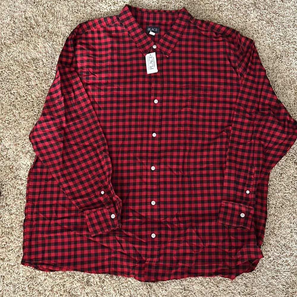 NWT- Place - Men’s Buffalo Plaid Button Down - Size XXXL
